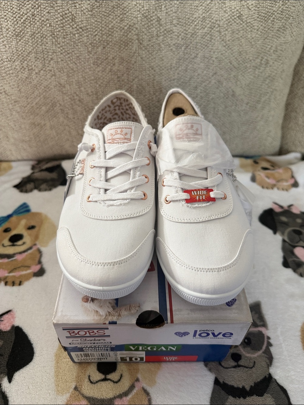 Skechers White BOBS Vegan Memory Foam Low-Top Sneakers